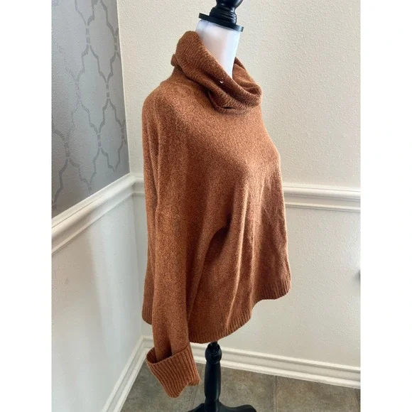 Chelsea 28 Womens Orange Heather Cowl Neck Long Sleeve Pullover Sweater - Picture 8 of 8